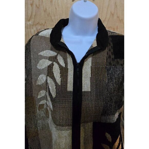 Vintage Coldwater Creek Womens Patchwork Leaf Print Zip Jacket Made in USA - Picture 2 of 4